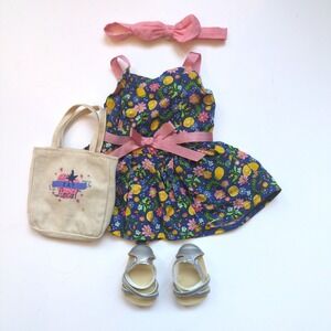 American Girl Doll Fresh Lemon‎ Market Outfit - COMPLETE - Dress Bow Shoes Bag